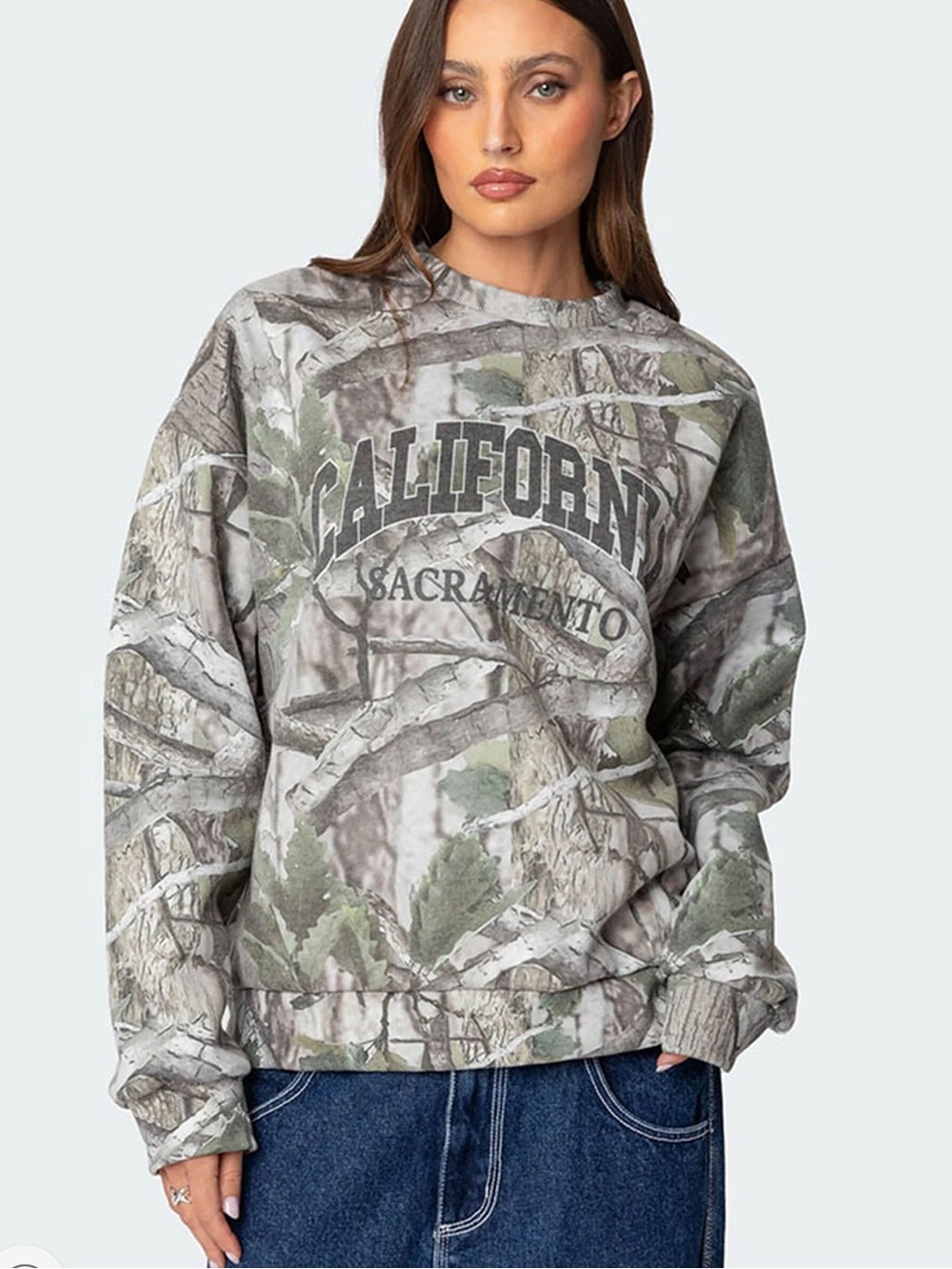 Edikted Cali Baby Camo Sweatshirt NWT Size M